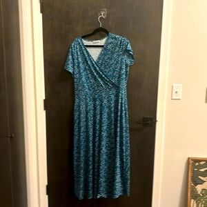 Blue (teal) polkadot maxi dress with pockets. Great vacation dress!